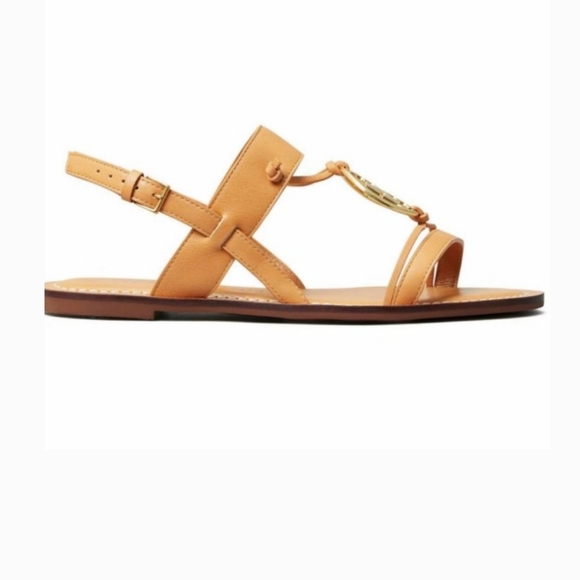 ONLY TRIED ON Tory Burch Two Band Miller Sandals Gold Logo Sling back - Picture 11 of 16